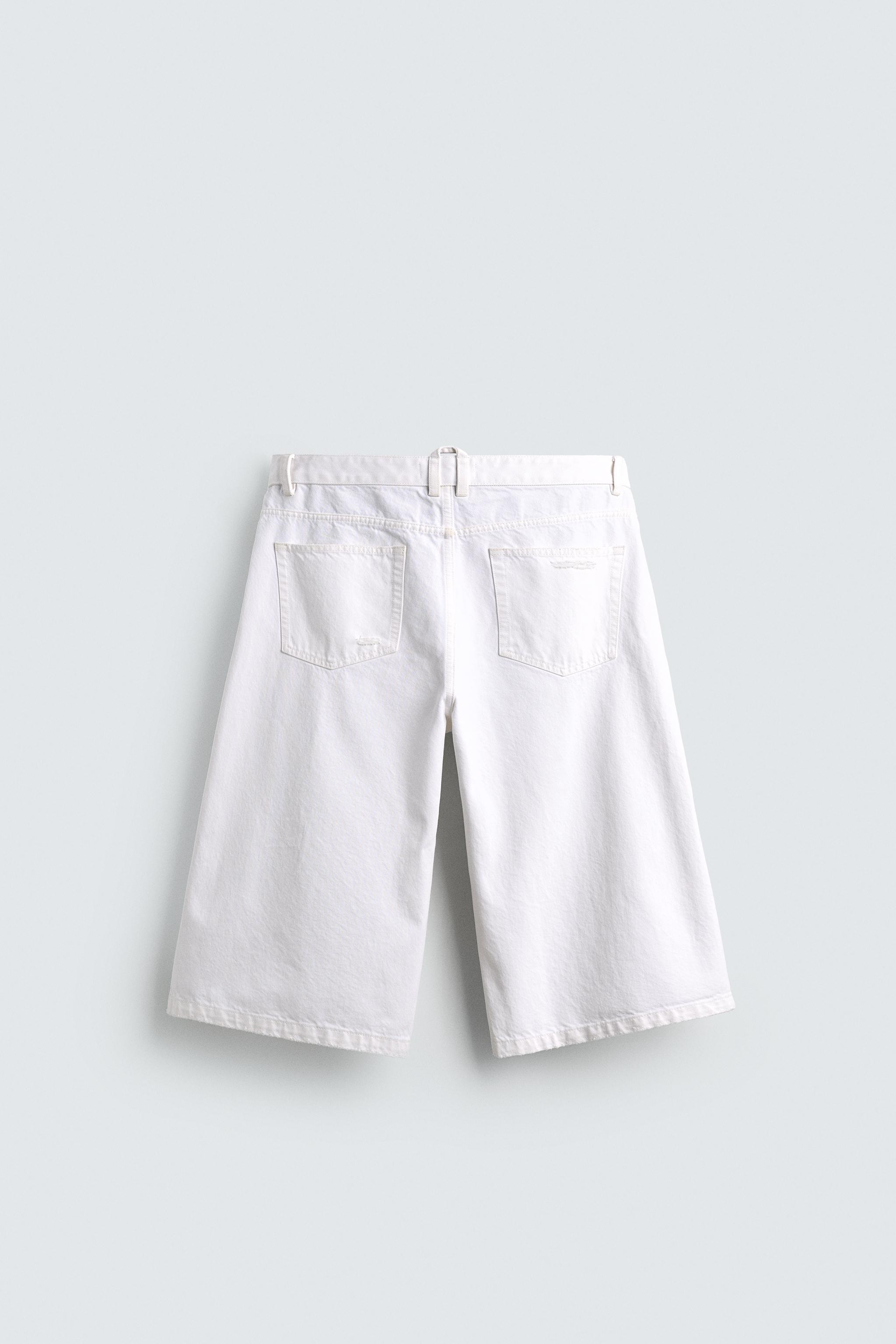 RIPPED RELAXED FIT DENIM JORTS